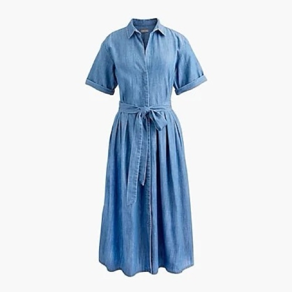 J. Crew Full-skirt Chambray Shirtdress In Cotton And Tencel™ Lyocell